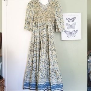 NWT Christy Dawn Basil Dress, Larkspur Ditsy Floral, Silk-Cotton, PM.